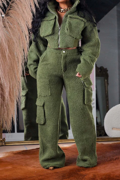 3D Polar Fleece Teddy Top & Pants Suit