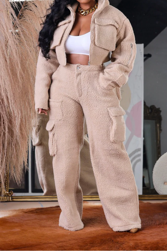 3D Polar Fleece Teddy Top & Pants Suit