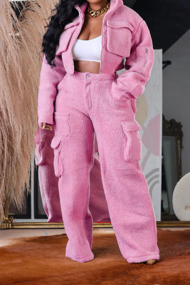 3D Polar Fleece Teddy Top & Pants Suit