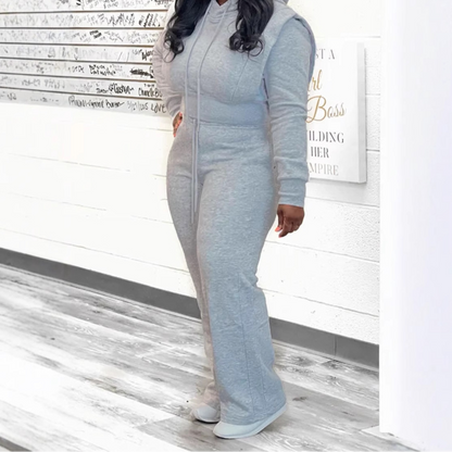 Hooded Sweatshirt Wide Leg Two Piece Set