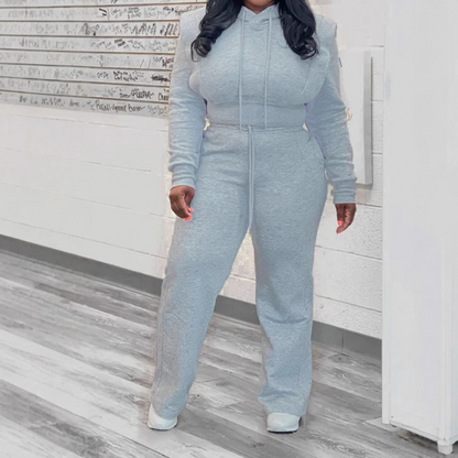 Hooded Sweatshirt Wide Leg Two Piece Set