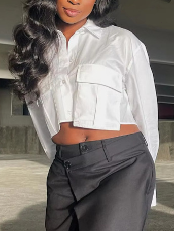 Asymmetric Cropped Shirt With Exposed Navel