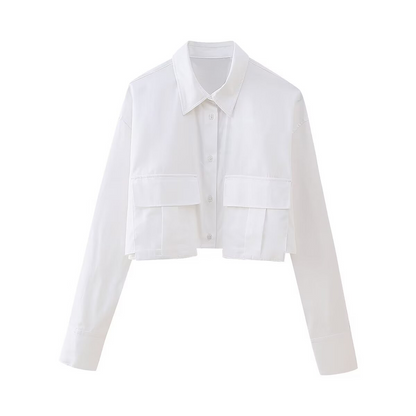 Asymmetric Cropped Shirt With Exposed Navel