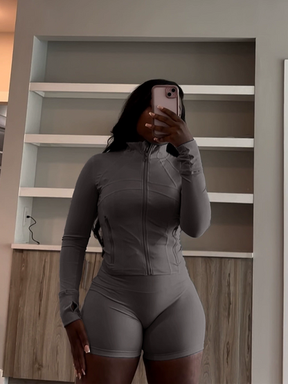 Casual Sexy Tight Long-Sleeve Shorts Two-Piece Suit