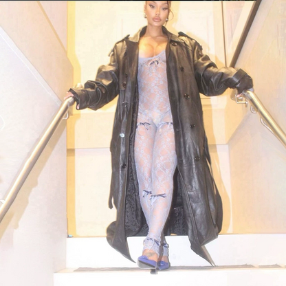 Transparent Hollow Jacquard Lace Jumpsuit