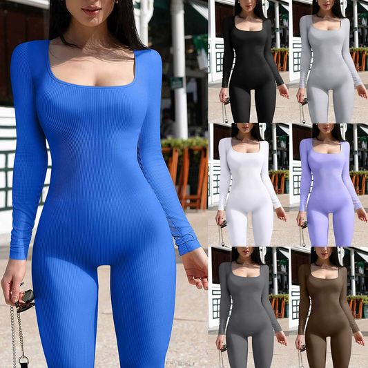 Square Neck Hip-Lifting Slim Fit Sexy Jumpsuit