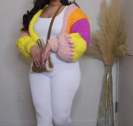 Camille Chunky Knit Color Block Cardigan