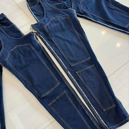 Irregular Hollow Stitching Stretch Jeans
