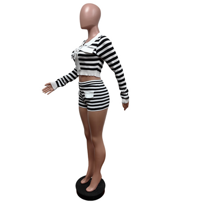 Woven Lapel Long-Sleeved Sweater Set