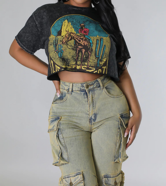Washed Distressed Printed T-shirt