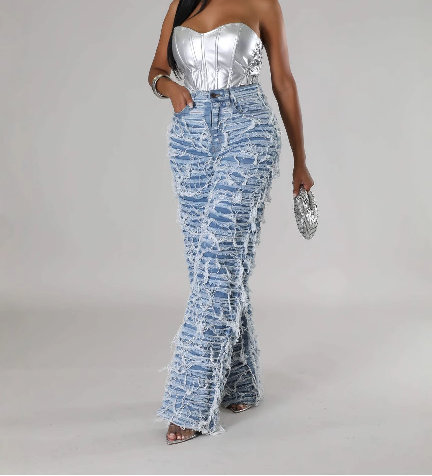 Fab High-Waisted Fringed Jeans