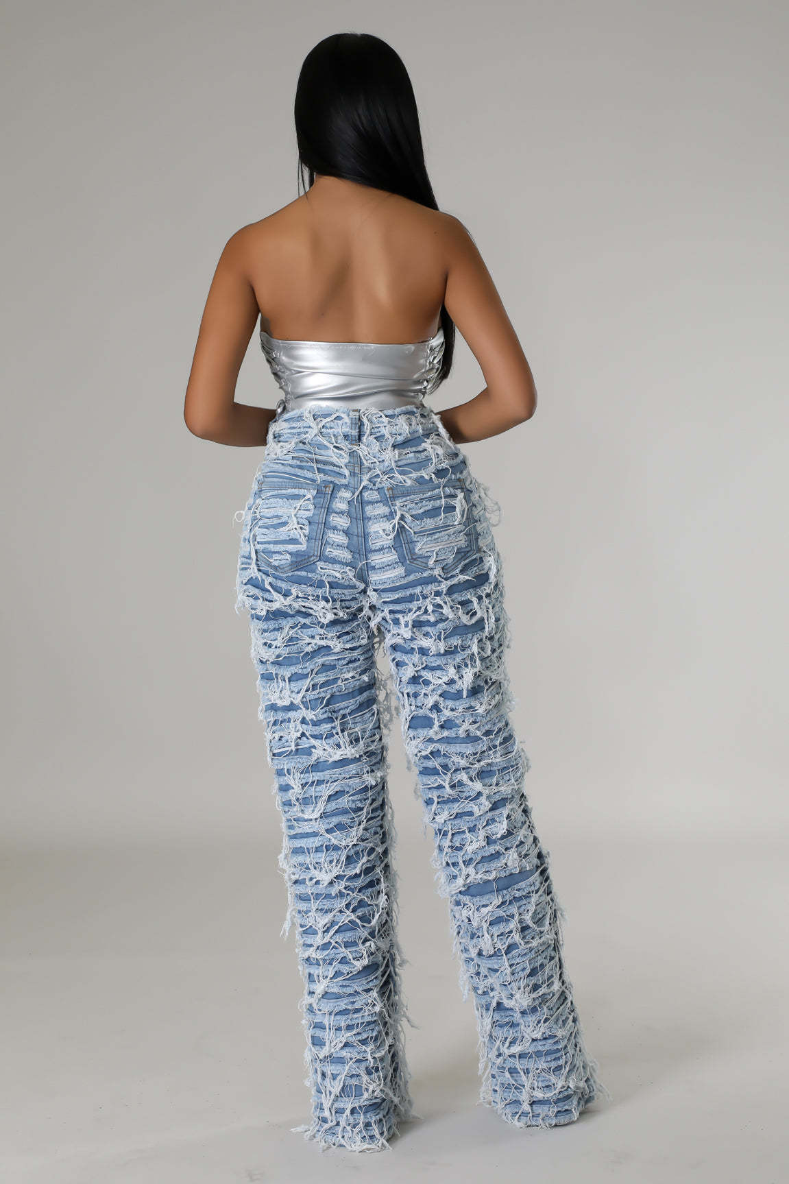 Fab High-Waisted Fringed Jeans
