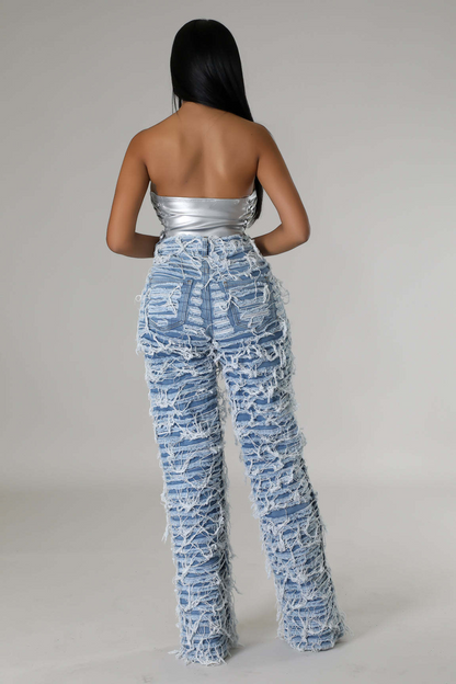 Fab High-Waisted Fringed Jeans