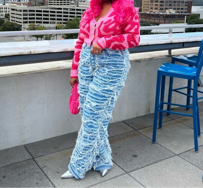 Fab High-Waisted Fringed Jeans