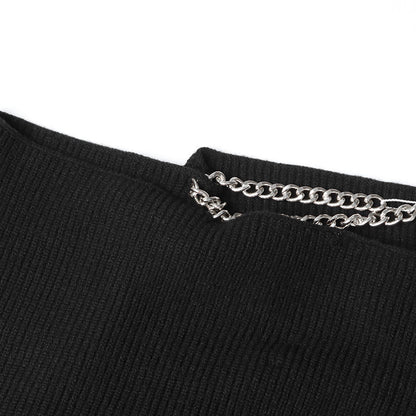 Chain-Shoulder Loose Sweater