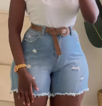 Ripped Raw-Edge Denim Shorts