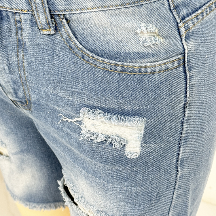 Ripped Raw-Edge Denim Shorts