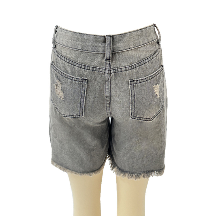 Ripped Raw-Edge Denim Shorts