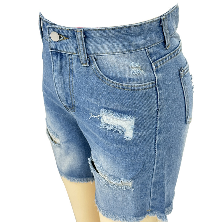 Ripped Raw-Edge Denim Shorts