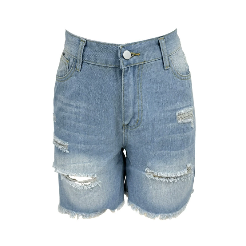 Ripped Raw-Edge Denim Shorts