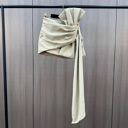 Pleated Ribbon Hip Skirt