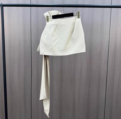 Pleated Ribbon Hip Skirt
