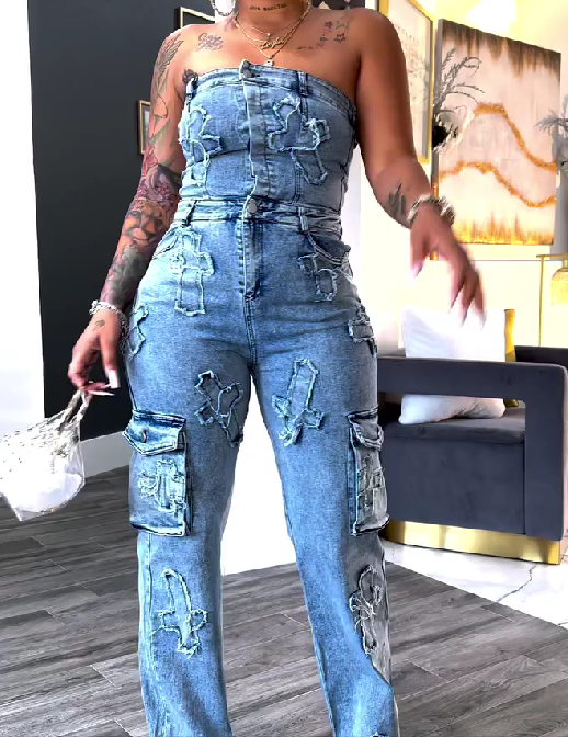 Cross My Mind Denim Jumpsuit