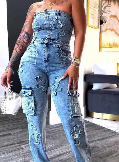 Cross My Mind Denim Jumpsuit