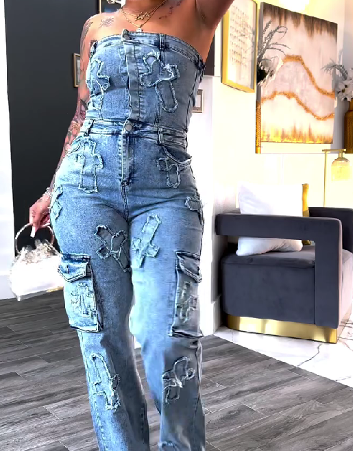 Cross My Mind Denim Jumpsuit