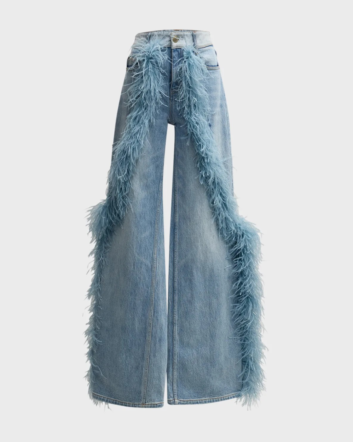 Designer Plush Detail Straight Jeans