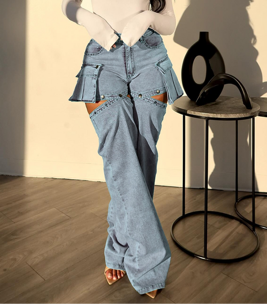 Y2K High-Waisted Detachable Cargo Jeans