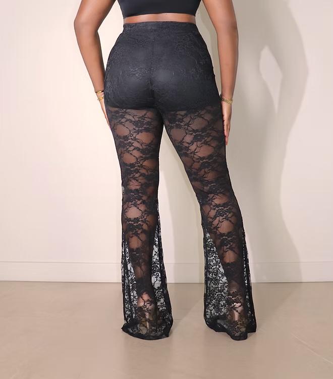 Black Callie Lace Flare Pants