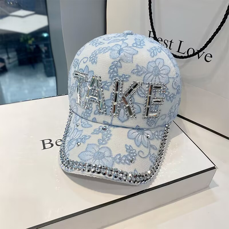 TAKE Embroidered Rhinestone Hat