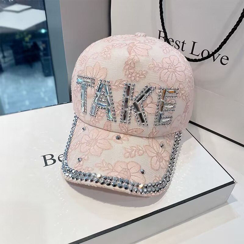 TAKE Embroidered Rhinestone Hat