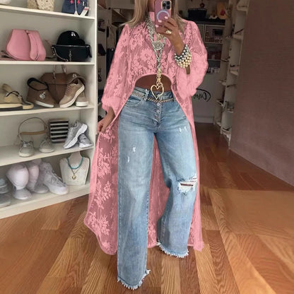 Lace Floral See-Through Top