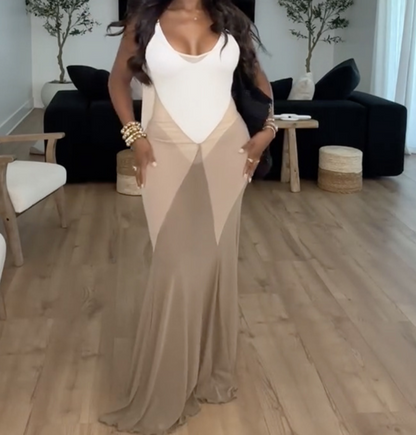 V-neck Sleeveless See-Through Cover-Up Dress