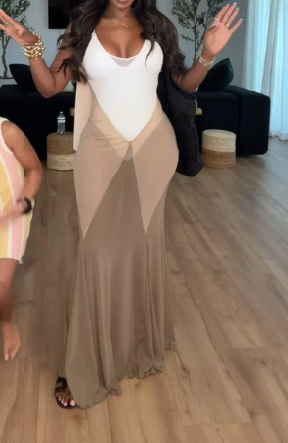 V-neck Sleeveless See-Through Cover-Up Dress