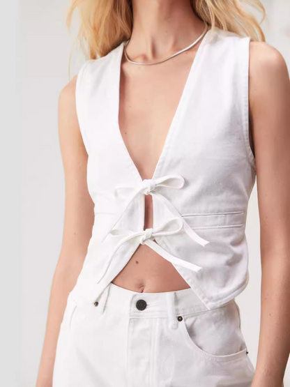 Denim Deep V Vest
