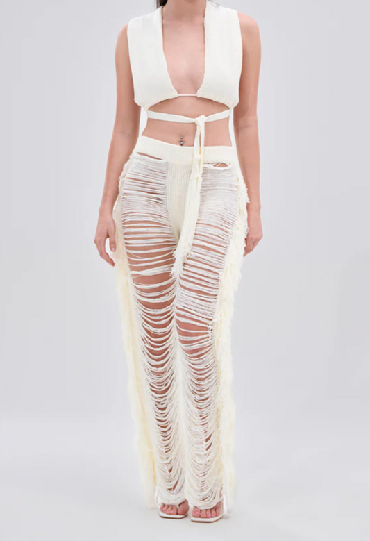 Time To Dance Cutout Fringe Pant & Top Set