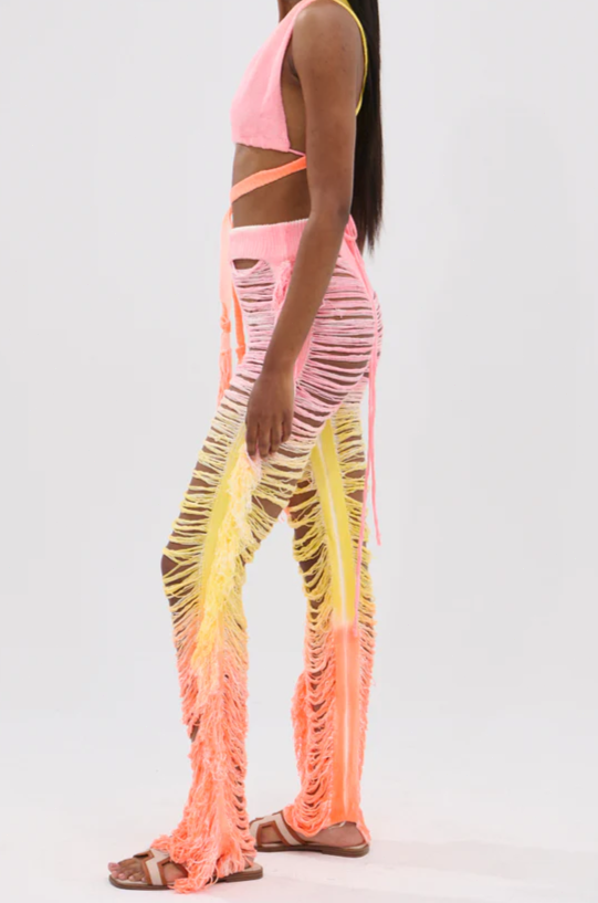 Time To Dance Cutout Fringe Pant & Top Set