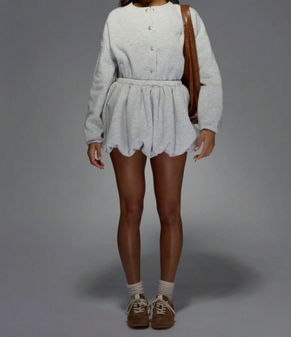 Bomber Sweatshirt & Bubble Mini Skirt Set