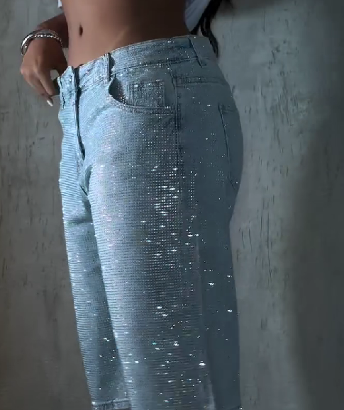 Starry Glitter Denim Baggy Bermuda Shorts