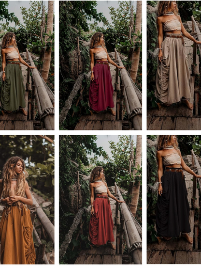 Drawstring Pocket Loose Skirt