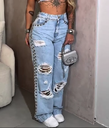 Oversized Rivet Denim Set