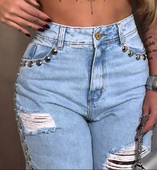 Oversized Rivet Denim Set