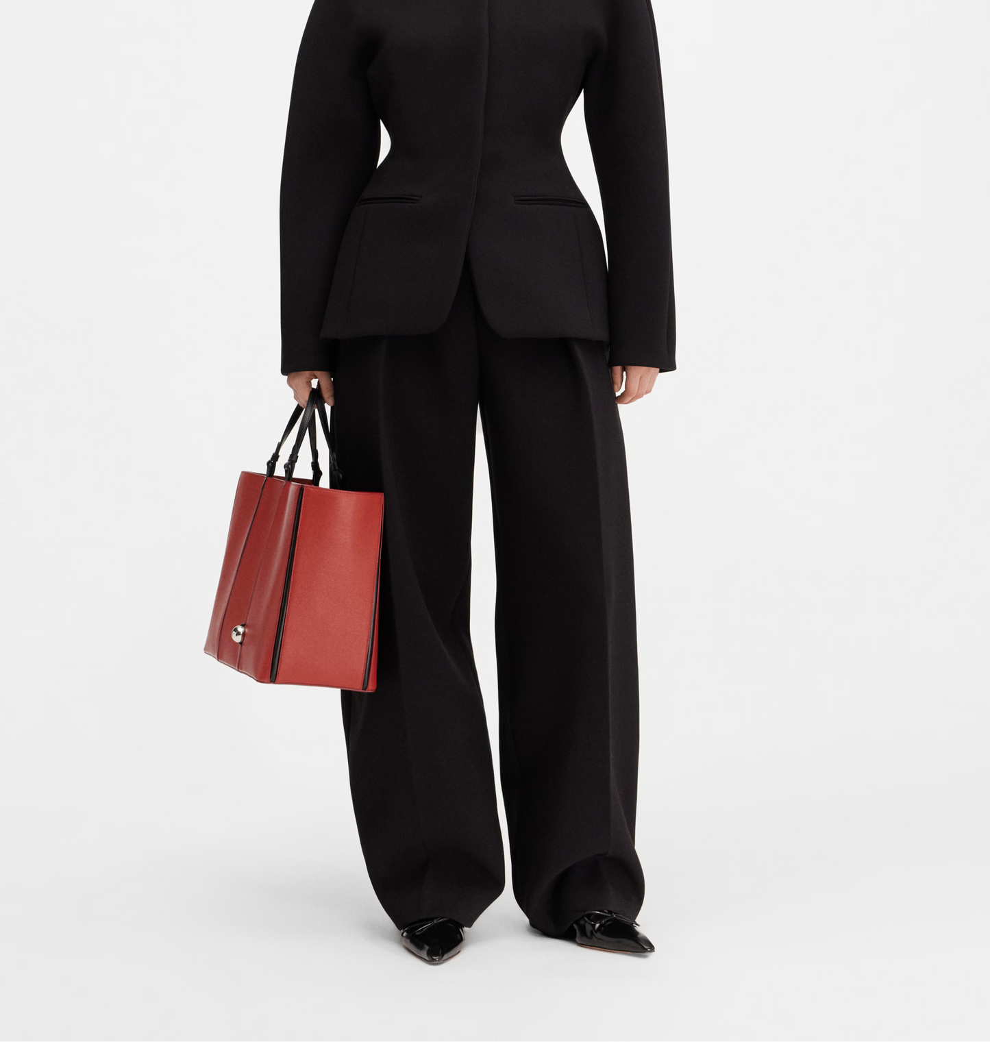 Pleated Loose Fit Micro Sickle Suit Pants