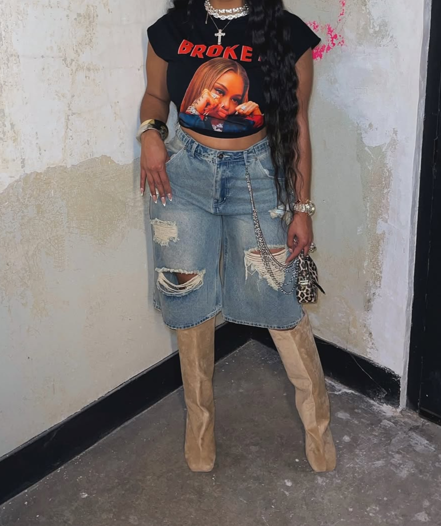 Distressed Ripped Denim Straight-Leg Pants Ⅱ