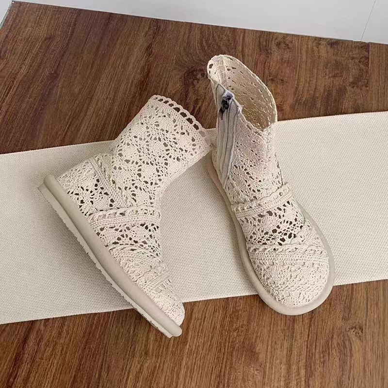 Short Boots Flat Bottom Hollow Mesh Sandals