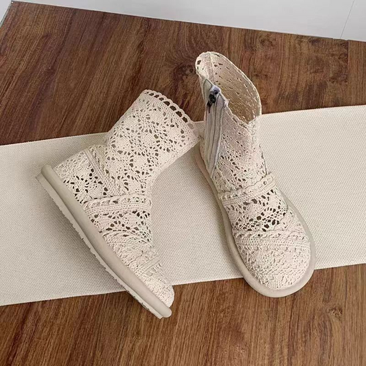 Short Boots Flat Bottom Hollow Mesh Sandals