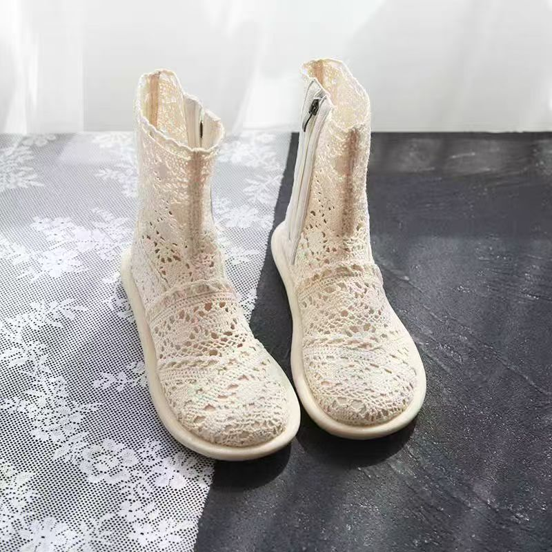 Short Boots Flat Bottom Hollow Mesh Sandals